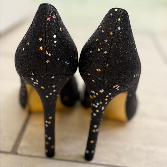 Vintage - Oh Deer - Black Round Toe w Peekaboo Glitter Pumps - size 8.5 - Picture 4 of 9